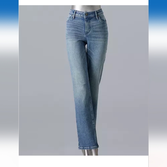 Simply Vera Vera Wang Mid-Rise Slim Straight Blue Jeans Size 14 (EUC) - Picture 1 of 8